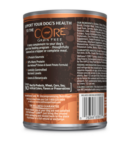 Wellness CORE Grain Free Natural Turkey, Chicken and Turkey Liver Recipe Wet Canned Dog Food