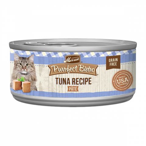 Merrick Purrfect Bistro Grain Free Premium Soft Canned Pate Adult Wet Cat Food, High Protein Tuna Recipe