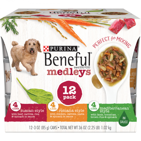 Beneful Medley Variety Pack Mediterranean, Romana, Tuscan Canned Dog food